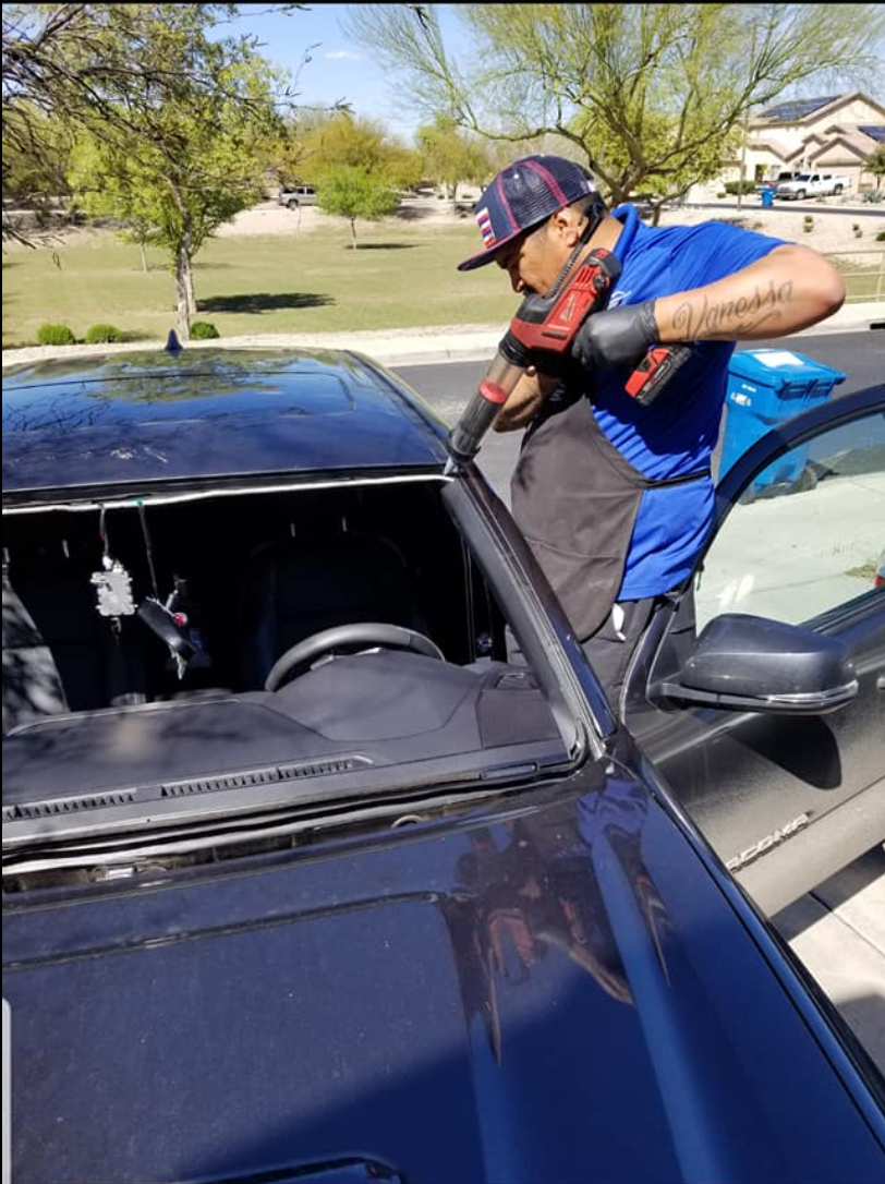 Henry on a job in an Arizona neighborhood.